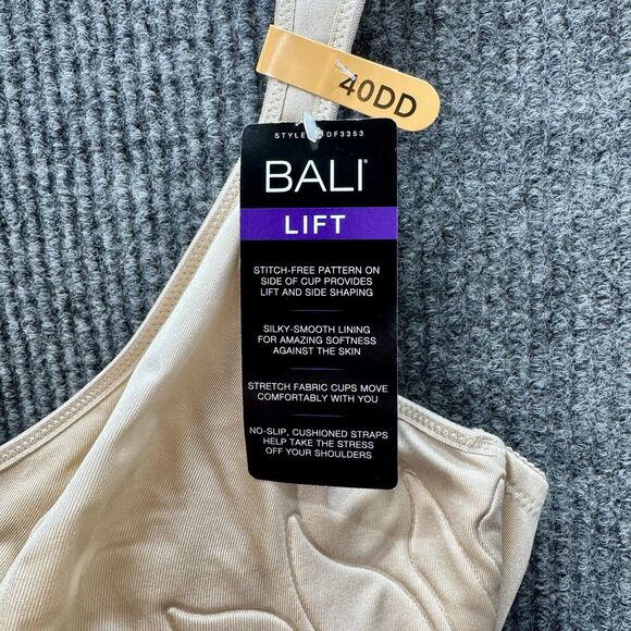 Bali Live It Up Bra 40DD Beige Taupe Push Up Underwire Cushion Straps DF3353 NEW - Picture 6 of 8